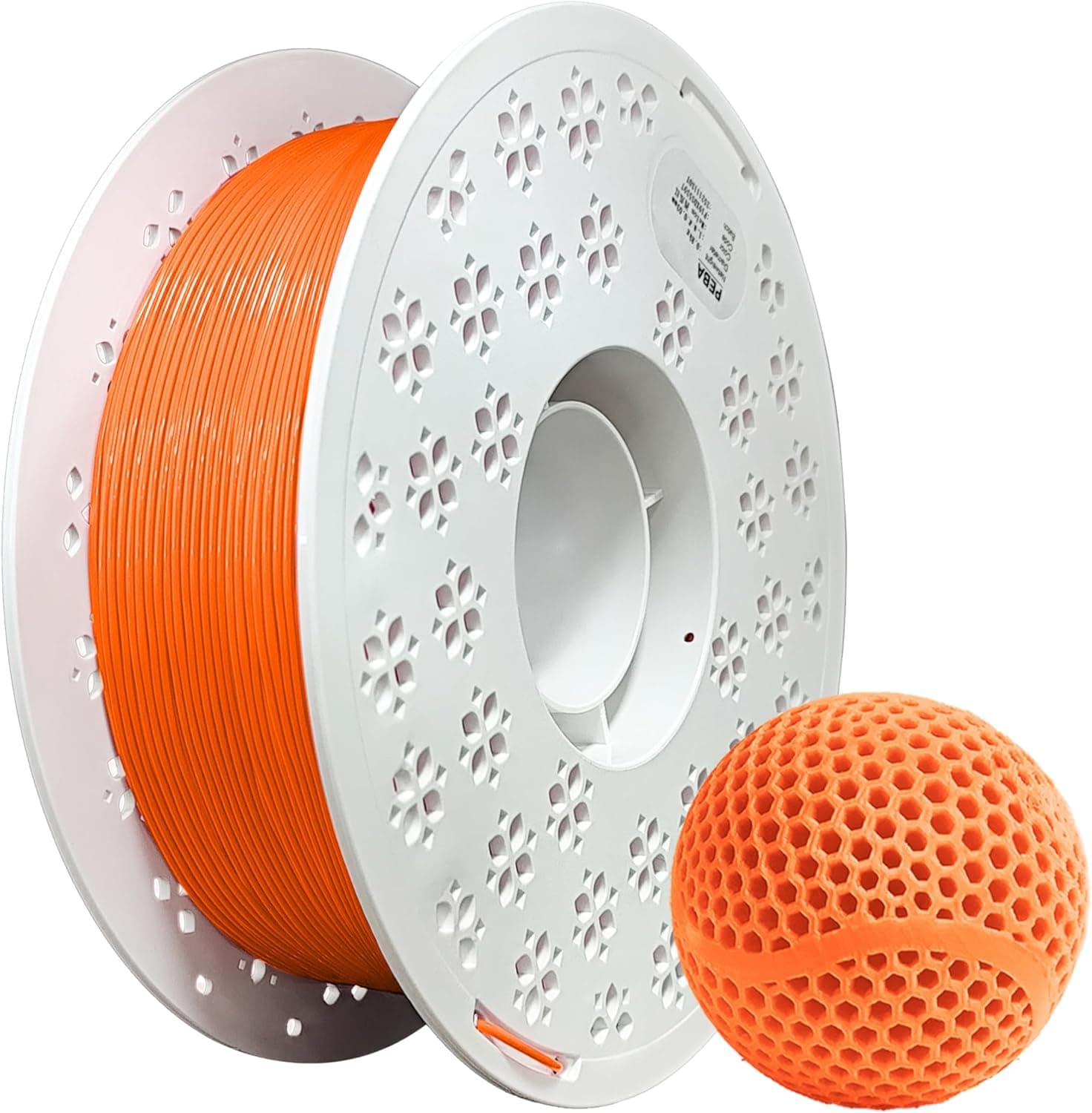 חוט הדפסה Rebound PEBA 1.75 מ"מ - חוט הדפסה אולטרה-קל עם קפיציות גבוהה וקושי מתכוונן, מושלם להנעלה ספורטיבית, רחפנים ואבות-טיפוס פונקציונליים (כתום חם)